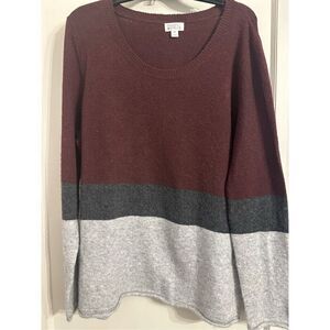 Market & Spruce color block crewneck sweater women size XXL 2XL rasberry gray